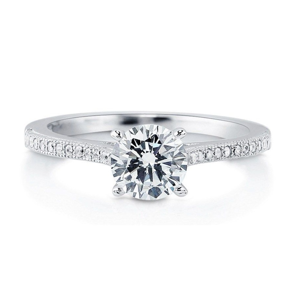 Size 9 Sterling Silver Solitaire Ring CZ 1.18 CTW